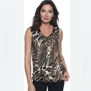 NWT Frank Lyman Tiered Leopard Print Sleeveless Blouse size 18